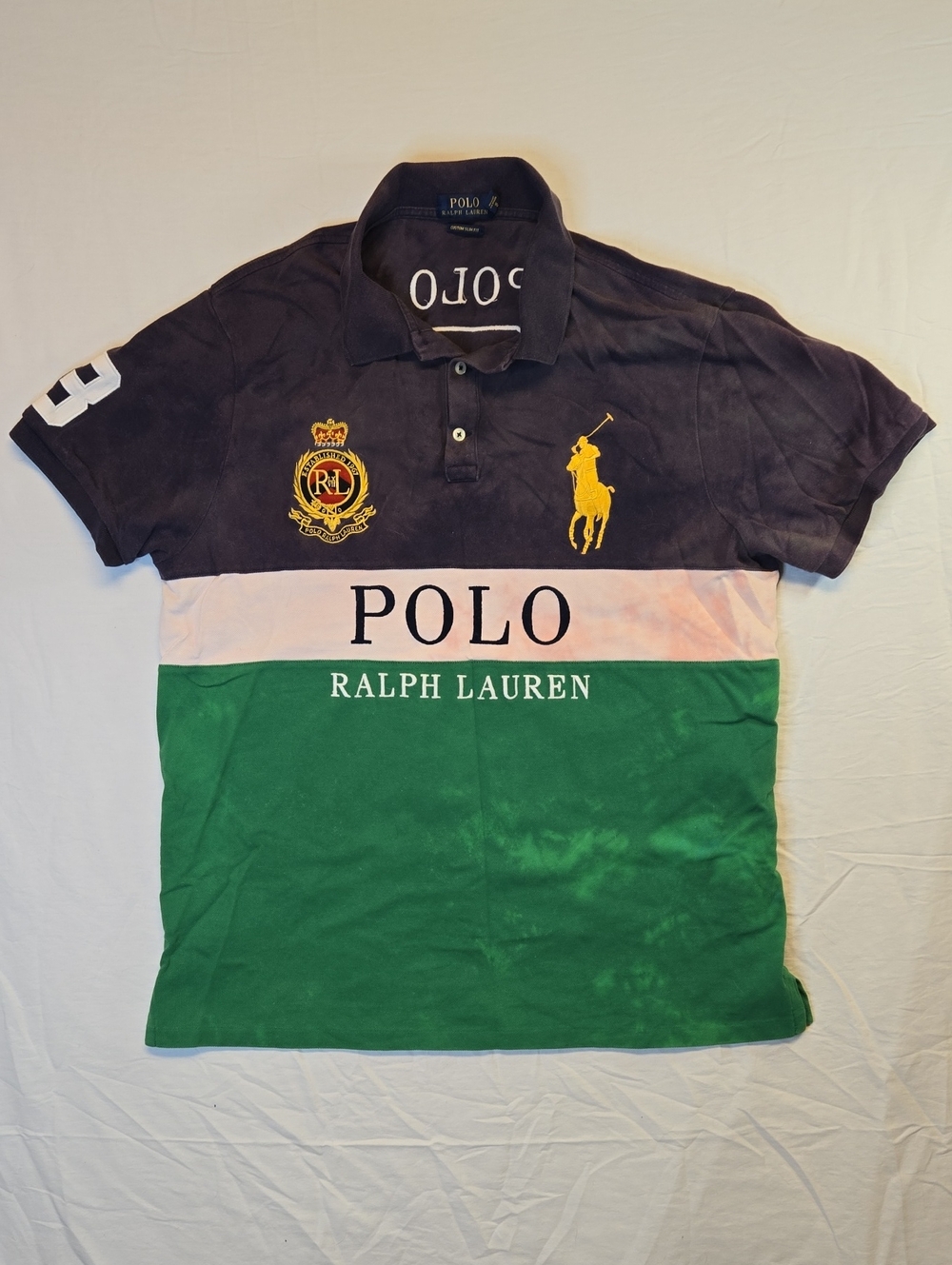 Polo Ralph Lauren Color Block 1/4 Button Down Big Pony Polo Shirt Vintage Y2K